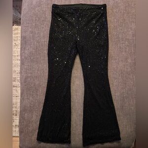 Girls Black Sequin Flare Pants